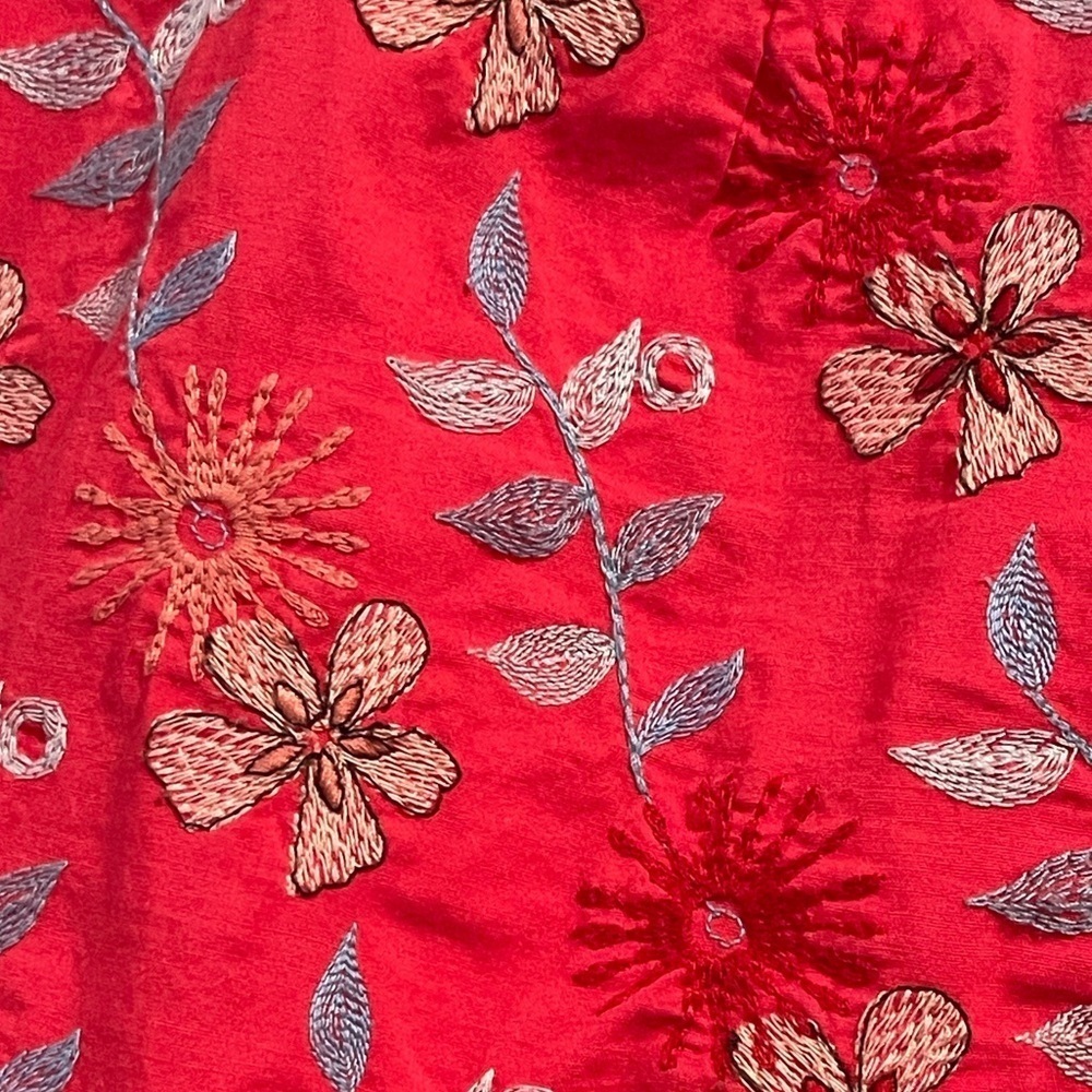 JOHNNY WAS Dark Pink Floral Embroidered Skirt,
Side Zip, Below Knee Length, L - Picture 7 of 13